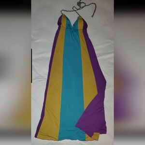 Charlotte Russe Maxi Dress in Purple, Blue, and Gold